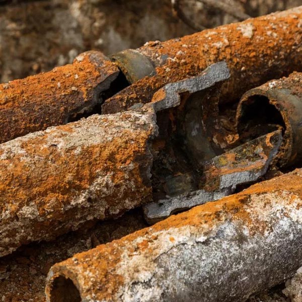 rusty cast iron pipes